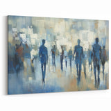 Modern Abstract Figurative Canvas - Vibrant Blue Human Figures