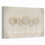Modern Abstract Landscape Art with Golden Trees - Elegant Wall Decor