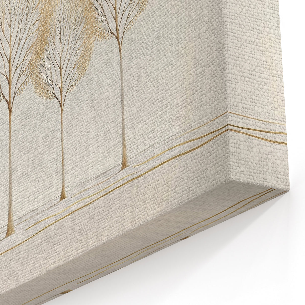 Modern Abstract Landscape Art with Golden Trees - Elegant Wall Decor