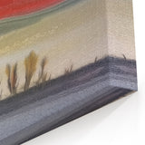 Vibrant Abstract Landscape Art with Bold Red Hues - Modern Wall Decor