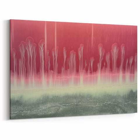 Abstract Landscape with Pink and Green Hues - Modern Nature Wall Art