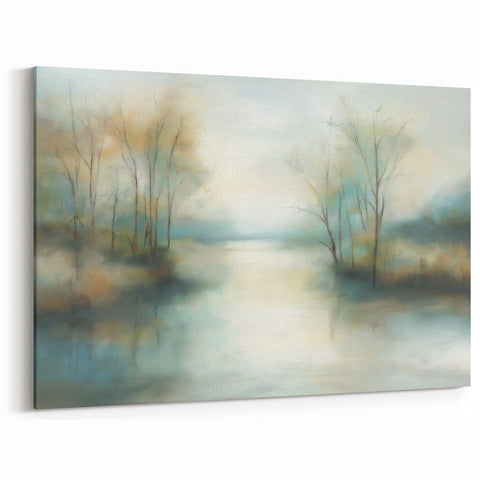 Abstract Landscape with Soft Pastel Hues - Serene Nature Wall Art
