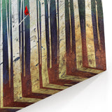 Vibrant Abstract Forest Scene - Cardinal in Birch Canvas Print