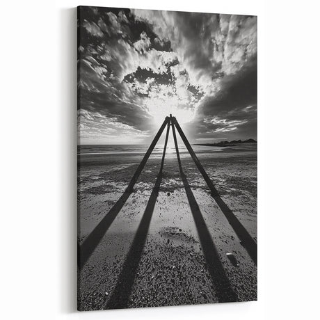 Dramatic Black and White Abstract Landscape - Monochrome Canvas Art
