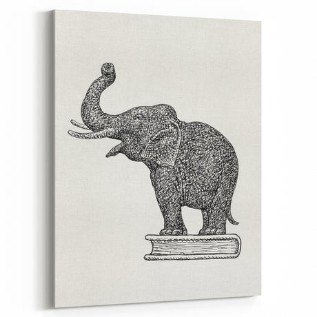 Modern Wall Art - Intricate Elephant Drawing in Black and White