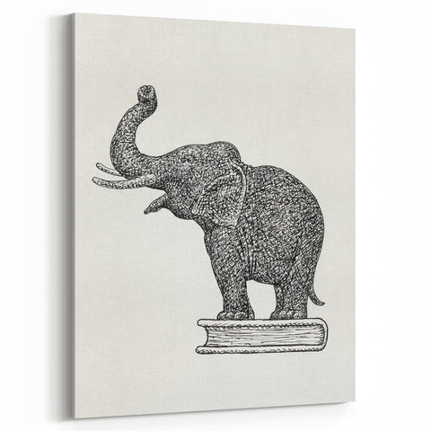 Modern Wall Art - Intricate Elephant Drawing in Black and White