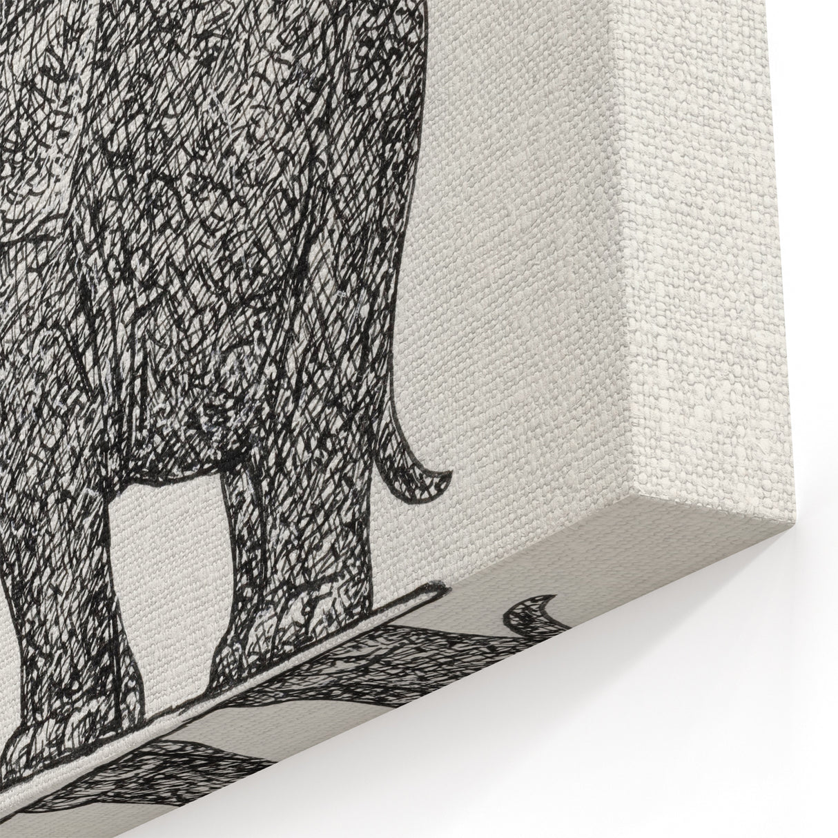 Modern Wall Art - Intricate Elephant Drawing in Black and White