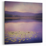 Serene Lake Abstract Landscape - Tranquil Water Lily Canvas Art