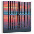 Vivid Sunset Abstract Landscape - Pier Reflection Canvas Art