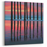 Vivid Sunset Abstract Landscape - Pier Reflection Canvas Art