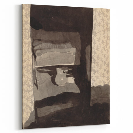 Modern Wall Art - Monochromatic Abstract Bedroom Scene in Grayscale