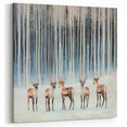 Winter Forest Abstract Landscape - Deer in Snow Canvas Wall Art