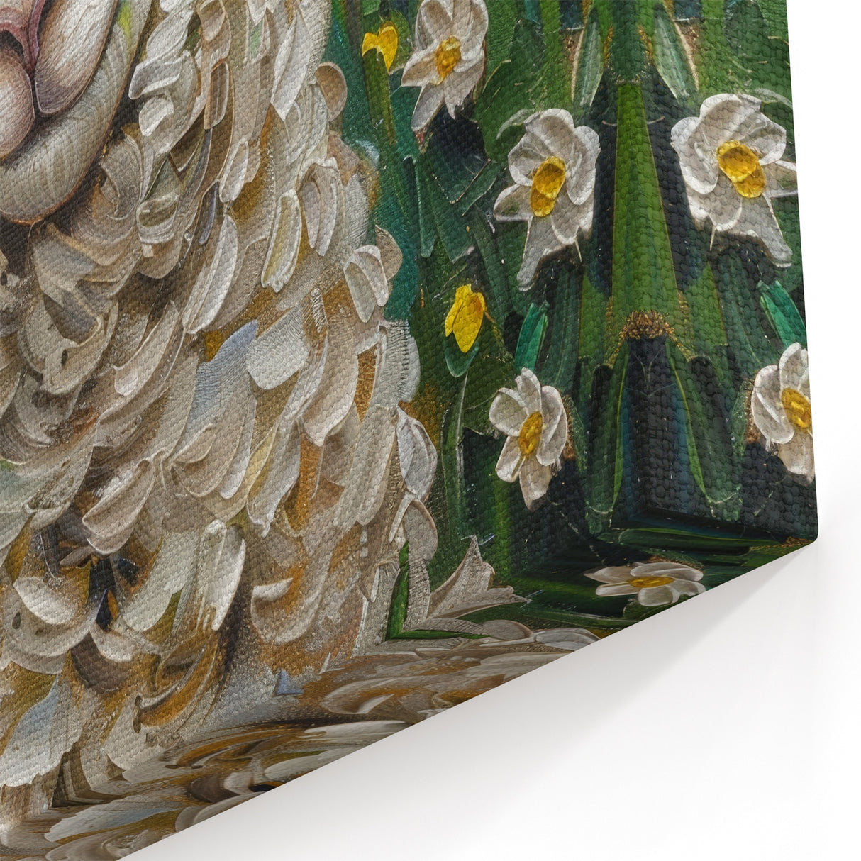 Adorable Sheep in Daisy Field - Wildlife Painting Wall Art