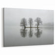 Minimalist Lake Reflection Art - Foggy Trees Abstract Canvas Print