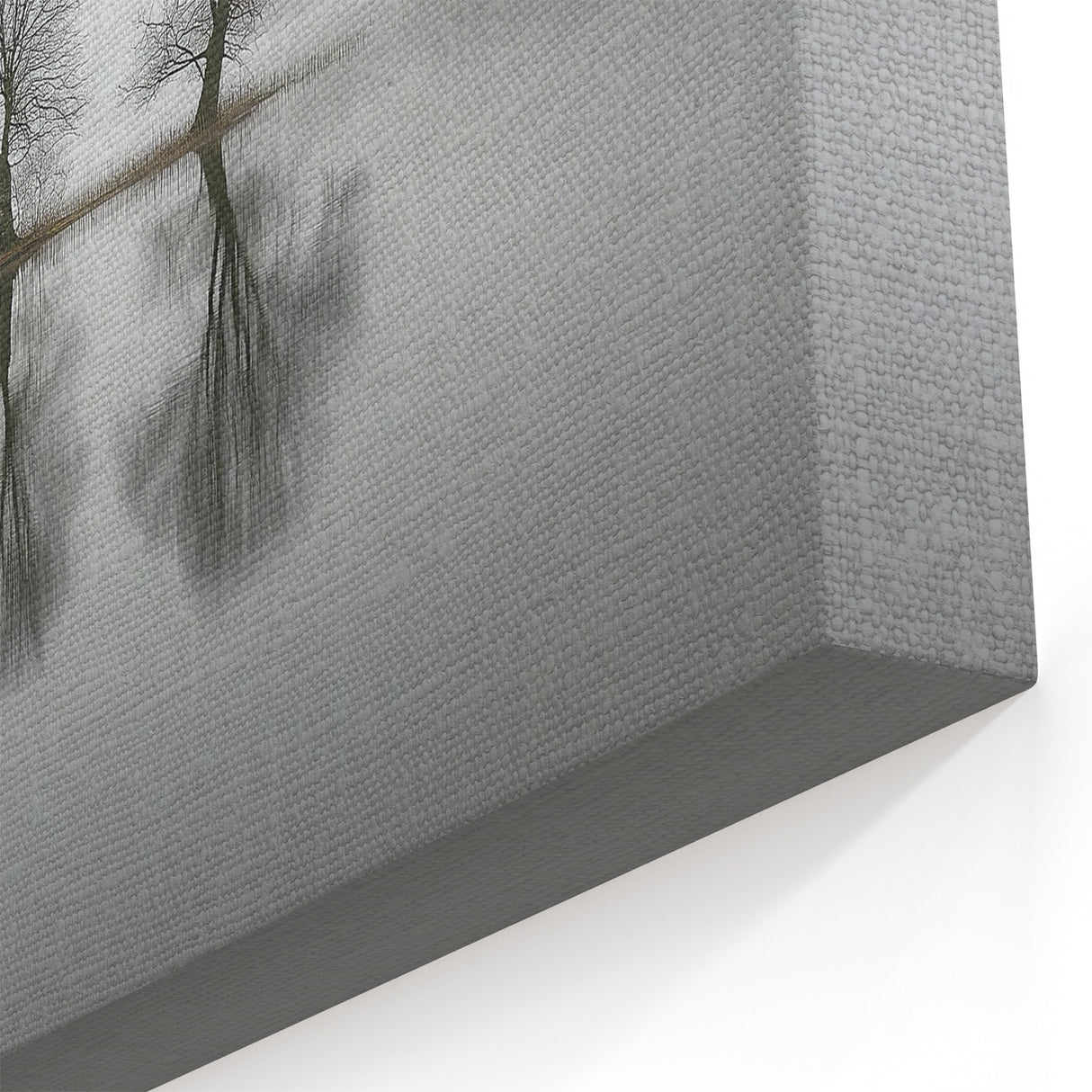 Minimalist Lake Reflection Art - Foggy Trees Abstract Canvas Print