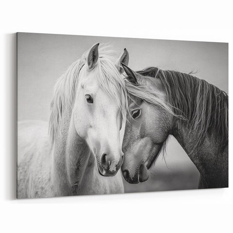 Tender Horses in Black and White - Wildlife Photography Wall Art