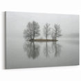 Foggy Lake Abstract Landscape - Reflective Trees Minimalist Canvas