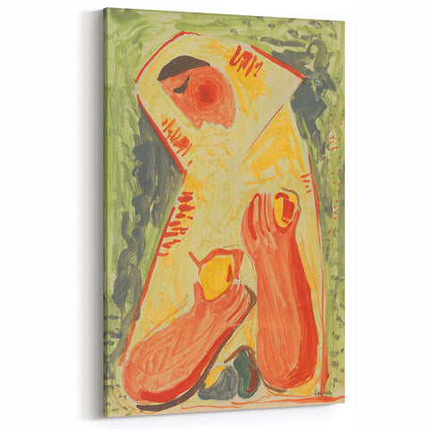 Modern Wall Art - Vibrant Abstract Woman with Fruit in Bold Colors