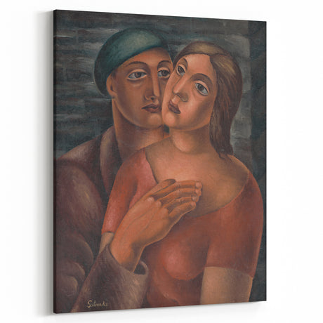 Modern Wall Art - Expressive Portrait of Lovers in Warm Earthy Tones