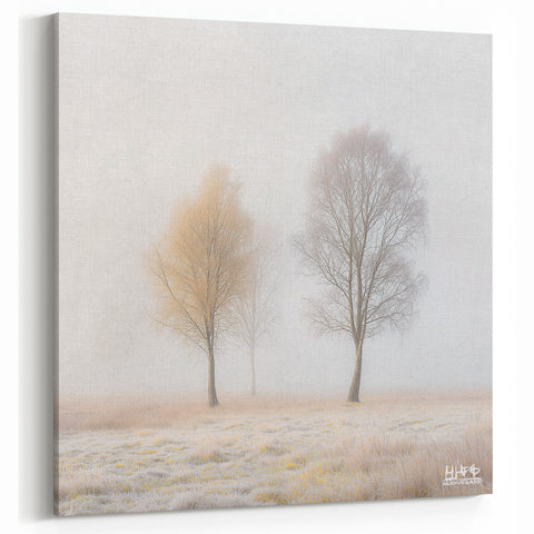 Ethereal Frosty Landscape Art - Minimalist Trees Canvas Print