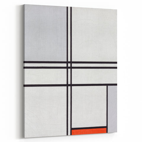 Modern Wall Art - Minimalist Composition in Gray, White, and Red