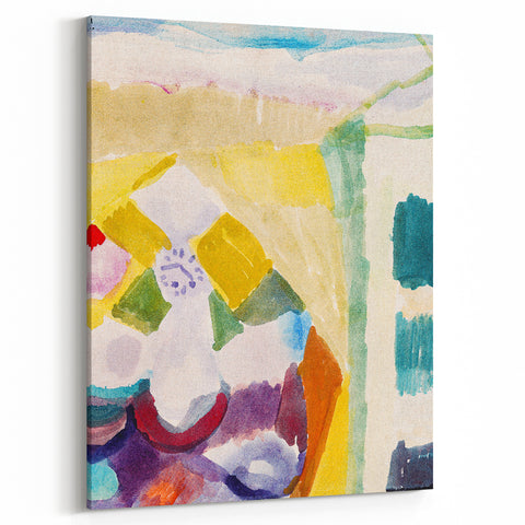 Modern Wall Art - Abstract Interior with Clock in Vibrant Watercolors