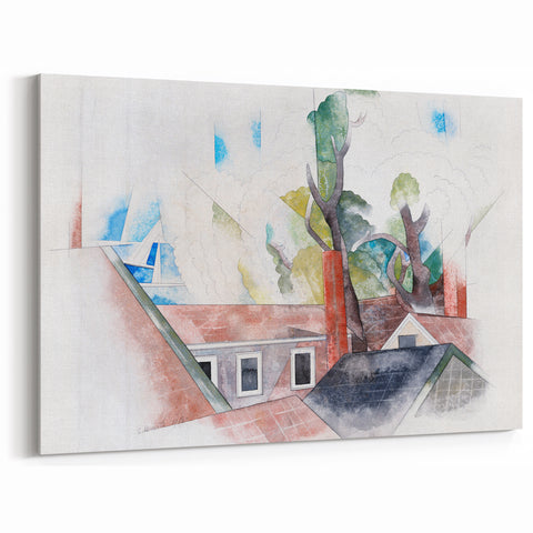Rooftops and Trees" Modern Wall Art - Abstract Contemporary Decor