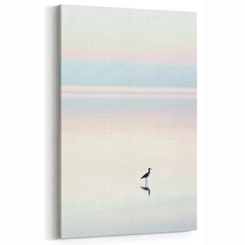 Abstract Scenery Canvas - Serene Pastel Bird Reflection Wall Art