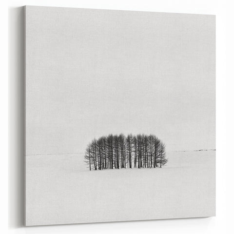 Minimalist Landscape Wall Art - Snowy Trees in Winter Field