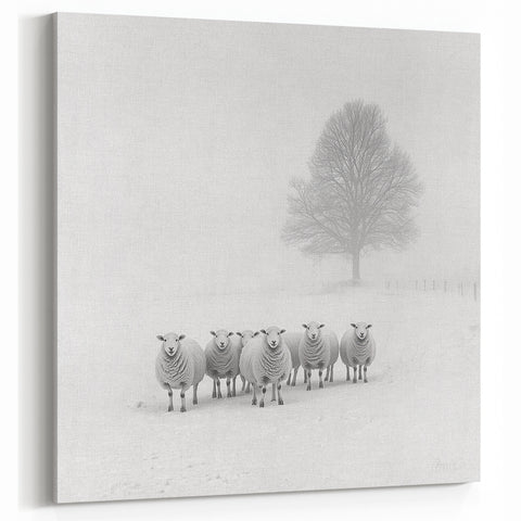 Winter Gathering - Minimalist Abstract Landscape Art