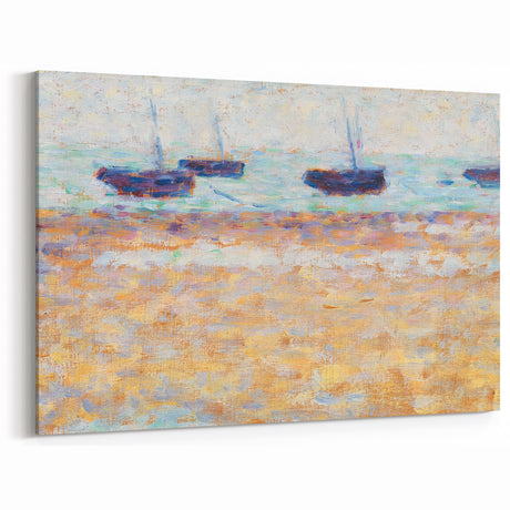 Four Boats at Grandcamp" Modern Wall Art - Contemporary Coastal Decor