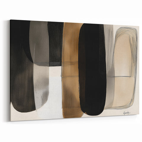 Contemporary Minimalist Art - Neutral Tones with Abstract Shapes