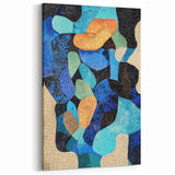 Abstract Mosaic Wall Art - Vibrant Blue, Orange, and Teal Patterns