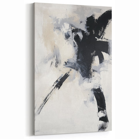 Abstract Monochrome Minimalist Art - Dynamic Black and Gray Strokes