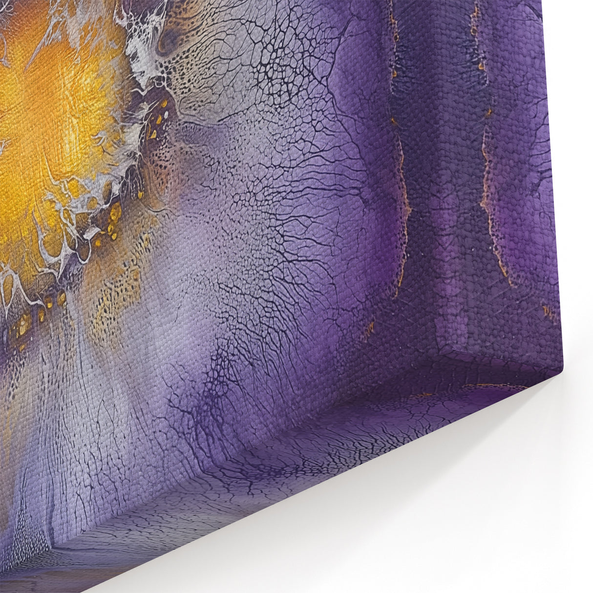 Abstract Floral Minimalist Art - Purple Bloom with Golden Center