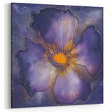Abstract Purple Floral Art - Vibrant Bloom with Radiant Gold Center