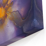 Abstract Purple Floral Art - Vibrant Bloom with Radiant Gold Center
