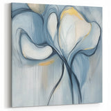 Abstract Minimalist Floral Art - Soft Blue Petals with Golden Accents