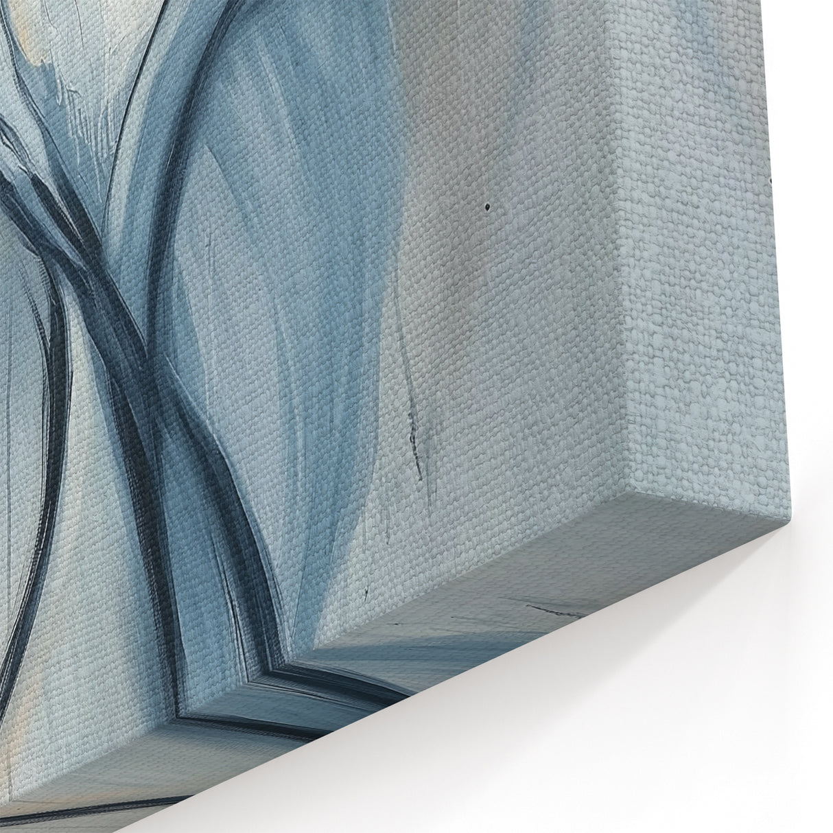 Abstract Minimalist Floral Art - Soft Blue Petals with Golden Accents