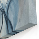 Abstract Minimalist Floral Art - Soft Blue Petals with Golden Accents