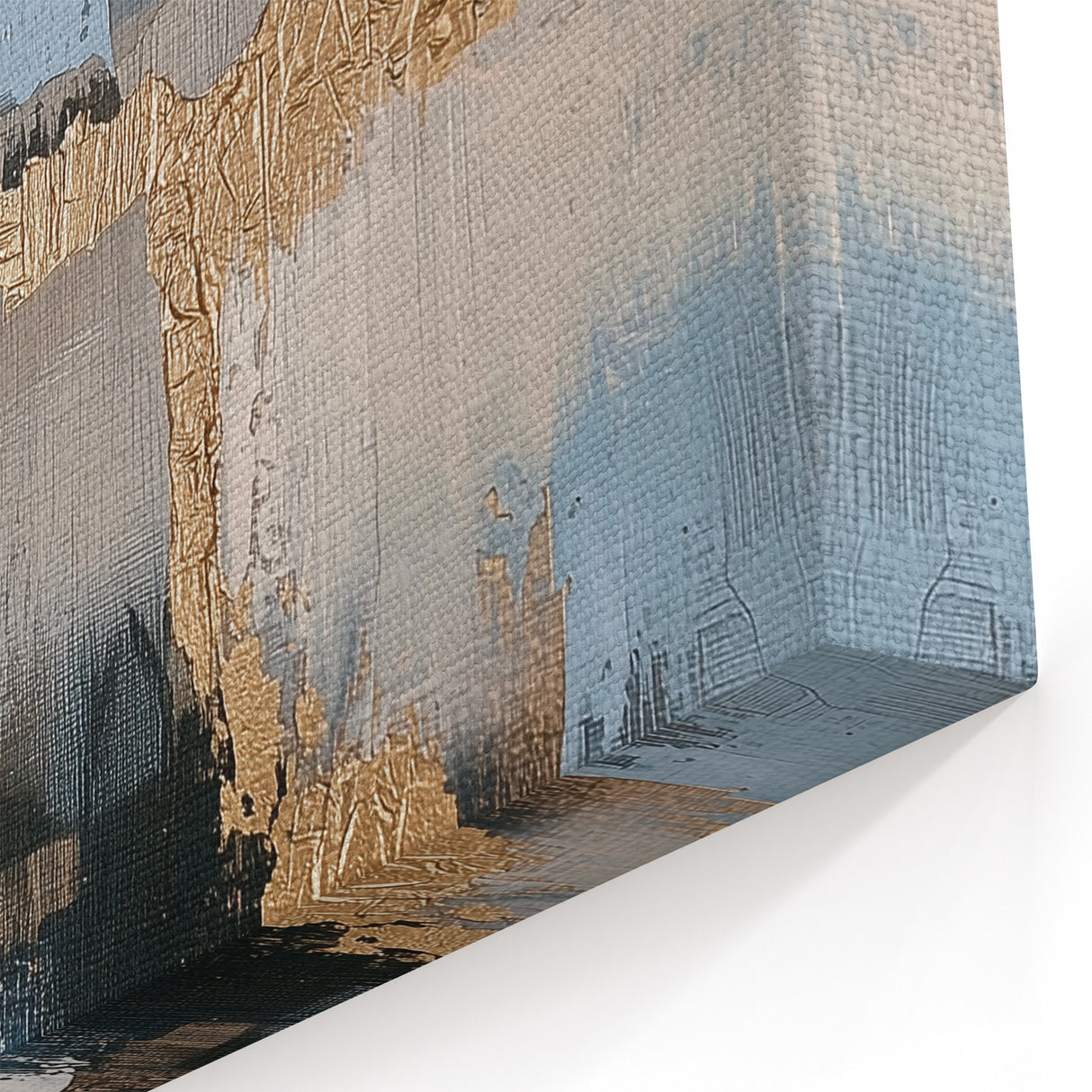Abstract Minimalist Art - Teal and Gold Layers with Textured Accents