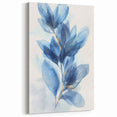 Minimalist Botanical Wall Art - Blue Leaves with Golden Accents