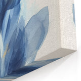 Minimalist Botanical Wall Art - Blue Leaves with Golden Accents