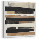 Minimalist Abstract Art - Neutral and Black Stripes with Textures