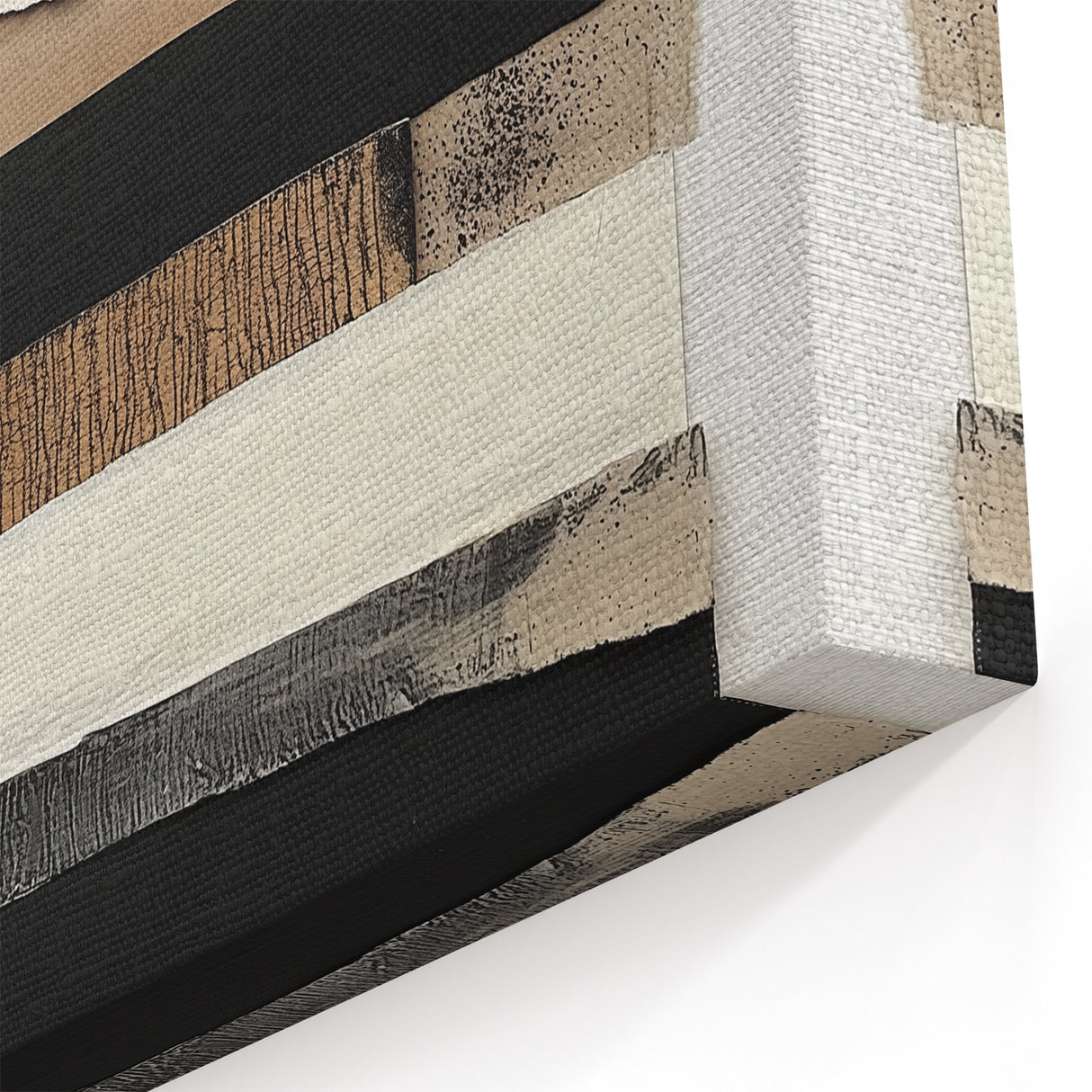 Minimalist Abstract Art - Neutral and Black Stripes with Textures