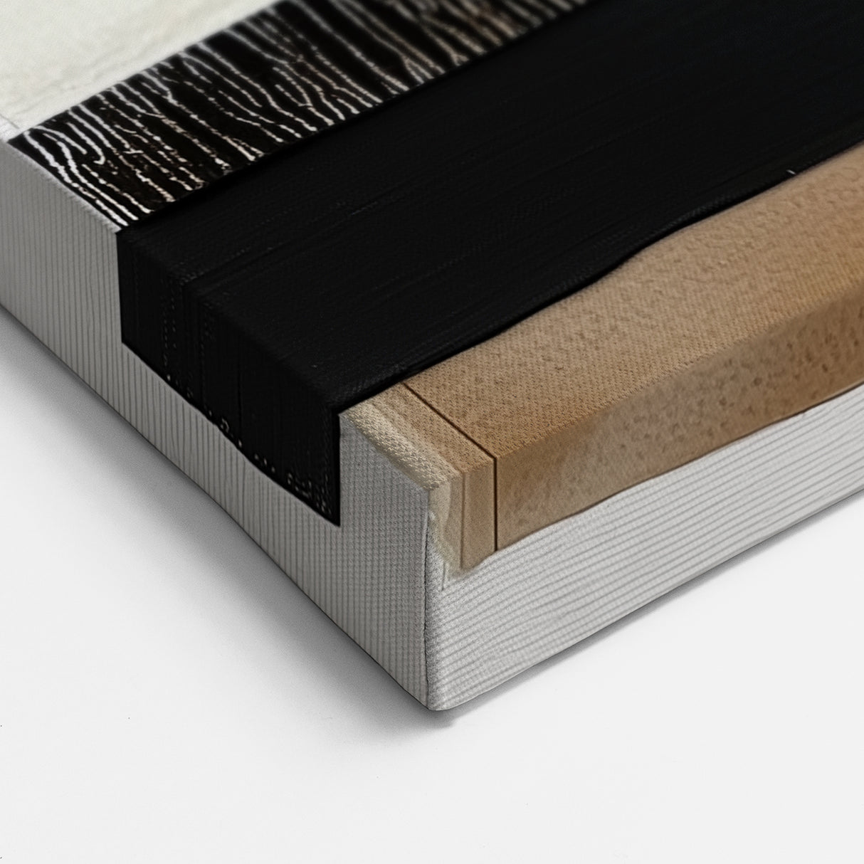 Minimalist Abstract Art - Neutral and Black Stripes with Textures
