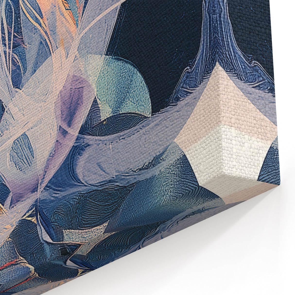 Modern Minimalist Abstract Art - Navy and Orange Fluid Motion Design