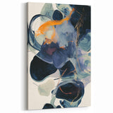 Contemporary Abstract Art - Navy, Orange, and Gold Brushstroke Motion