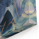 Contemporary Abstract Art - Navy, Orange, and Gold Brushstroke Motion