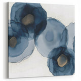 Minimalist Floral Wall Art - Navy Blue Abstract Petals with Gold Accents
